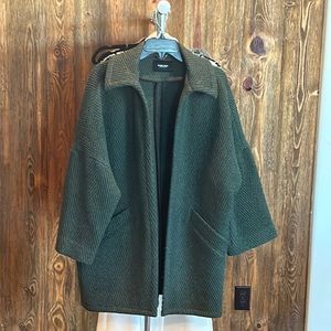 Green cocoon coat wool size 0 Rachel comet